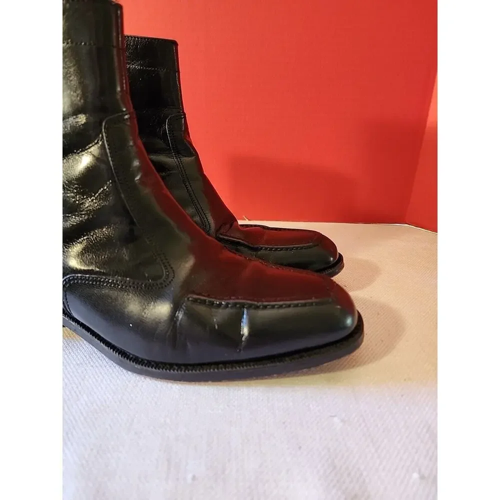 Florsheim Mens Boots Shoes Black Leather Side Zipper 17074-01 Sz 8.5 D